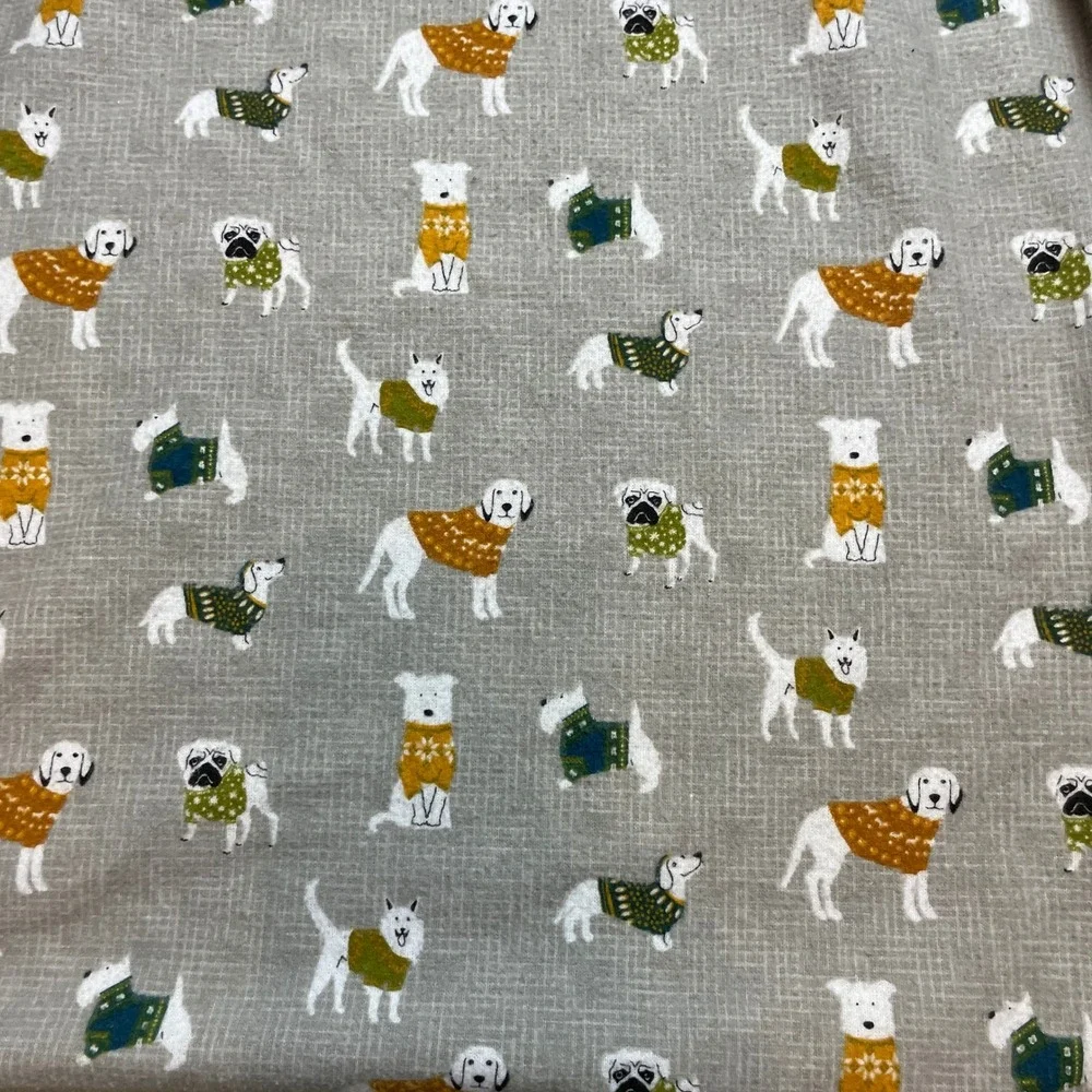 True North Cotton Dog Print Sheet Set Size Queen Grey Winter Sweater Pugs Westie